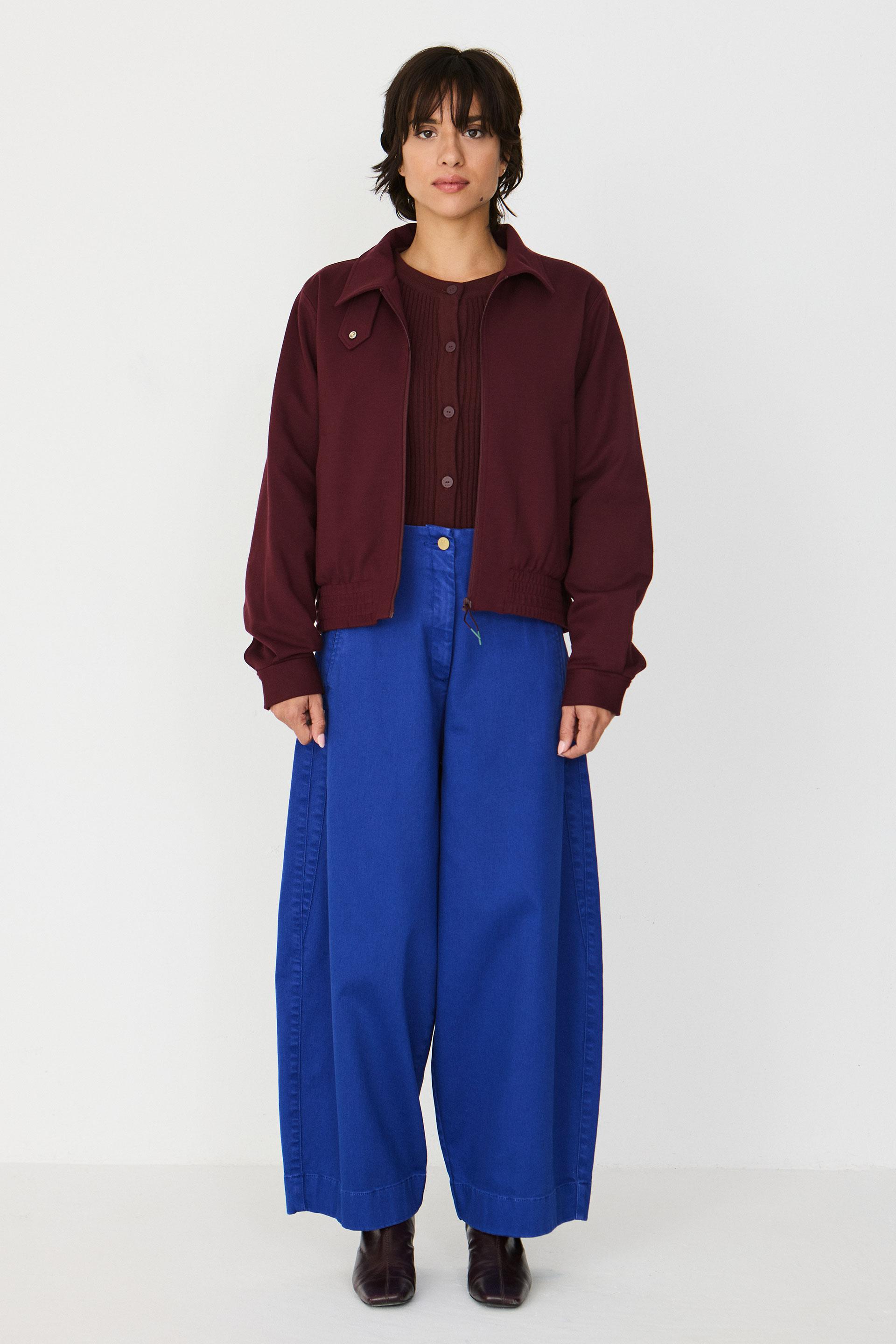 SKFK Mari Trouser Blue Damen GOTS Barrel Leg Pants blau